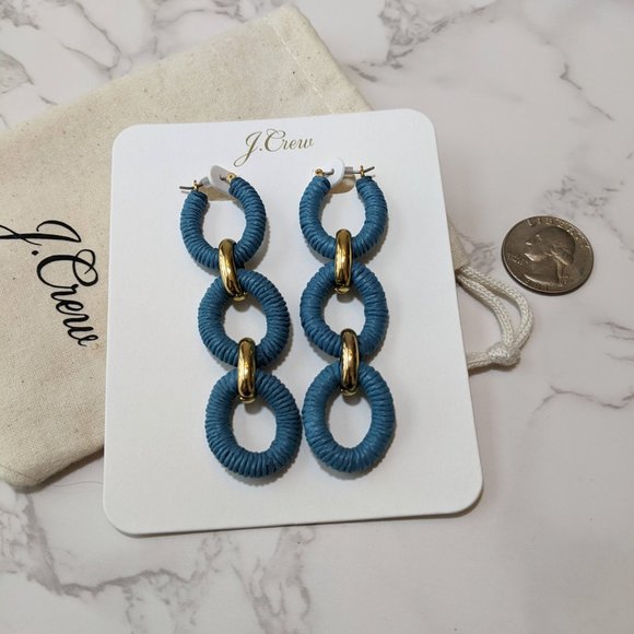 J. Crew Cotton Raffia-wrapped Chain Earrings - Picture 4 of 4